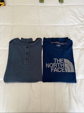The North Face Long Sleeve Henley & Logo Tee Set - Navy & Charcoal